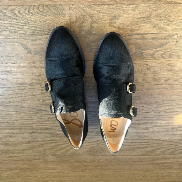 Sam Edelman woman’s black Balfour Real Fur Hair Double Buckle loafer - Picture 11 of 15